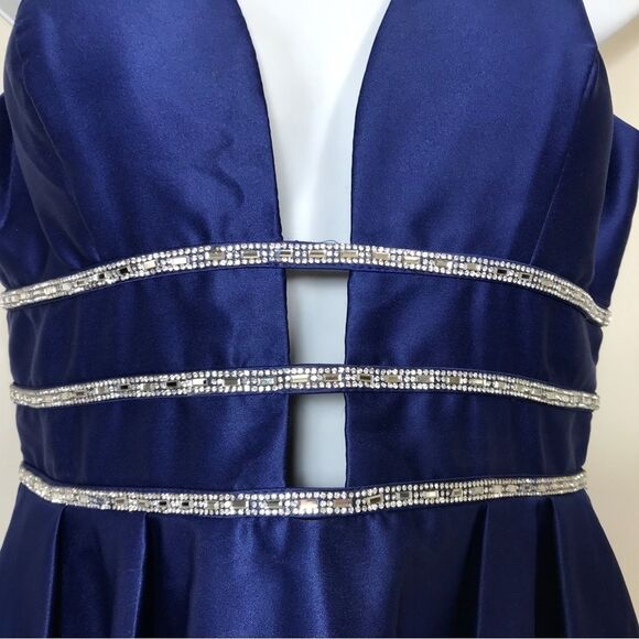 Blondie Nites By Stacy Sklar Dress Size 9 Blue Prom Rhinestone nwot - Picture 4 of 9